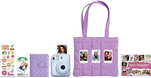 حزمة عطلة كاميرا فيلم FUJIFILM instax mini 12 الفورية (أزرق فاتح) مع 4 × فيلم Instax Mini Instant - حزمة رقائق معدنية، وقماش ذاتي اللصق، وبطارية Ansmann X-Power AA 4 عبوات in Saudi Arabia