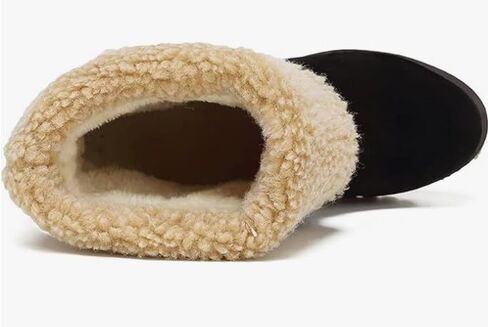 Women's Winter Snow Warm Fleece Boots - Chunky Mid Heel Ankle Short Booties in Saudi Arabia