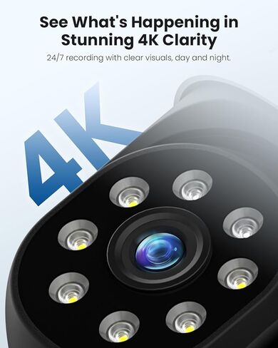 Hiseeu 4K Security Cameras Wireless Outdoor, 8MP 4-Cam Kit, 5G & 2.4G WiFi Cameras System for Home Security, Auto Tracking, Pan Tilt, Color Night Vision, Two-Way Audio, 16CH NVR, 1TB, No Subscription in Saudi Arabia