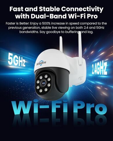 Hiseeu 4K Security Cameras Wireless Outdoor, 8MP 4-Cam Kit, 5G & 2.4G WiFi Cameras System for Home Security, Auto Tracking, Pan Tilt, Color Night Vision, Two-Way Audio, 16CH NVR, 1TB, No Subscription in Saudi Arabia