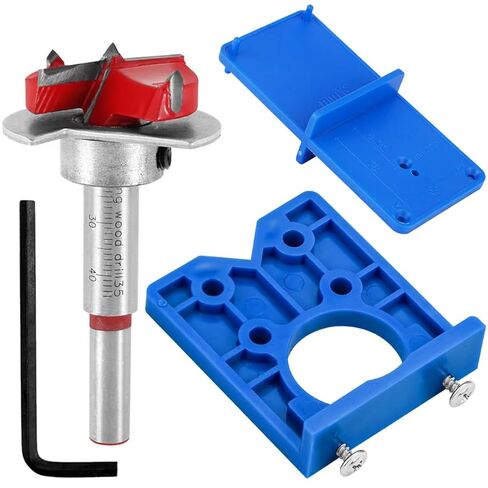 Wolfride 35mm Concealed Hinge Jig Kit - Cabinet Door Hinge Drill Guide with Forstner Bit & Hole Cutter for Woodworking in Saudi Arabia