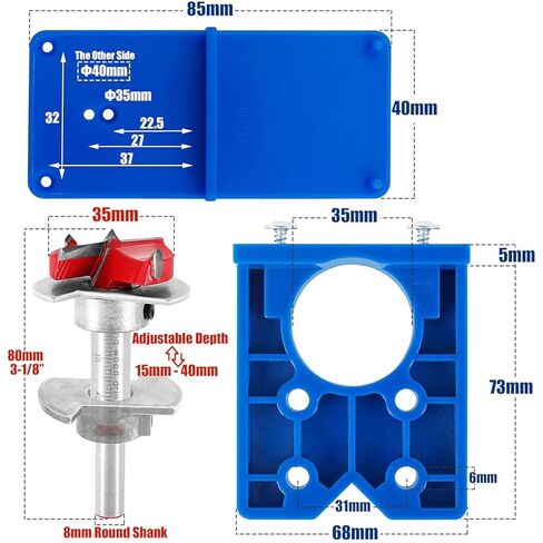 Wolfride 35mm Concealed Hinge Jig Kit - Cabinet Door Hinge Drill Guide with Forstner Bit & Hole Cutter for Woodworking in Saudi Arabia