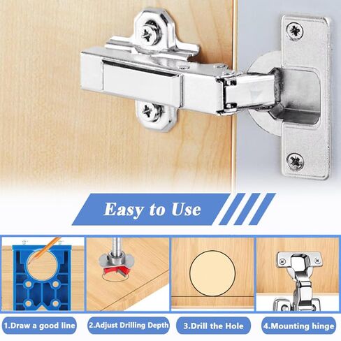 Wolfride 35mm Concealed Hinge Jig Kit - Cabinet Door Hinge Drill Guide with Forstner Bit & Hole Cutter for Woodworking in Saudi Arabia