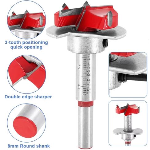 Wolfride 35mm Concealed Hinge Jig Kit - Cabinet Door Hinge Drill Guide with Forstner Bit & Hole Cutter for Woodworking in Saudi Arabia