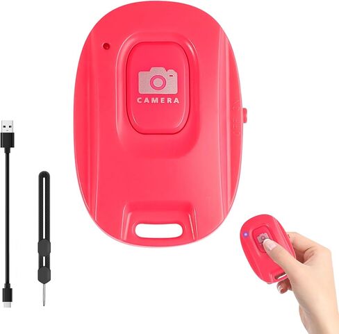 New Bluetooth Camera Remote Shutter for iPhone and Android Smartphones,Rechargeable Wireless Phone Remote Control with Selfie Button, Charging Cable Included (Pink) in Saudi Arabia