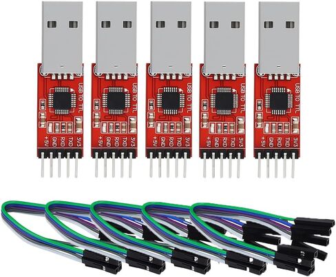 3-Pack CP2102 USB to TTL Serial Adapter – USB 2.0 to 5Pin UART Converter Module with 3.3V/5V Output, STC Compatible, Includes Jumper Wires – for Arduino, ESP8266, STM32, DIY Projects in Saudi Arabia