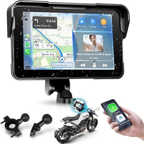 6.86 بوصة شاشة Carplay Carplay Rimoody مع Carplay اللاسلكي Android Auto للسيارة ، Bluetooth ، GPS Navigation ، EQ ، IP67 Haterproof Touchnen ، رابط المرآة ، التحكم الصوتي in Kuwait