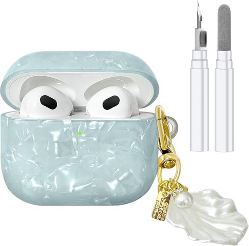 Compatible with AirPods 4 Case, Cute Flower Pretty Aesthetic AirPod 4 Case Cover with Flower Pearl Keychain, Soft TPU Protective Shockproof Case for Women Girl in Kuwait