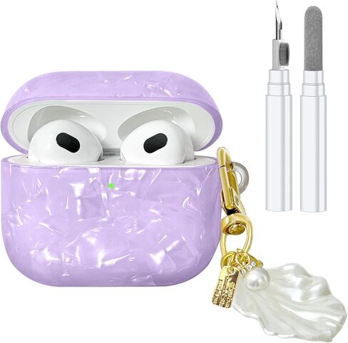 Compatible with AirPods 4 Case, Cute Flower Pretty Aesthetic AirPod 4 Case Cover with Flower Pearl Keychain, Soft TPU Protective Shockproof Case for Women Girl in Kuwait