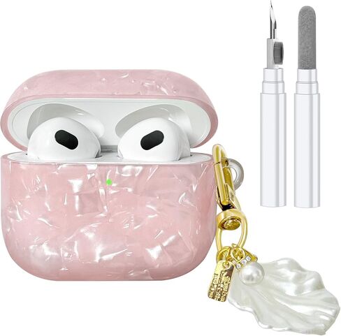Compatible with AirPods 4 Case, Cute Flower Pretty Aesthetic AirPod 4 Case Cover with Flower Pearl Keychain, Soft TPU Protective Shockproof Case for Women Girl in Kuwait