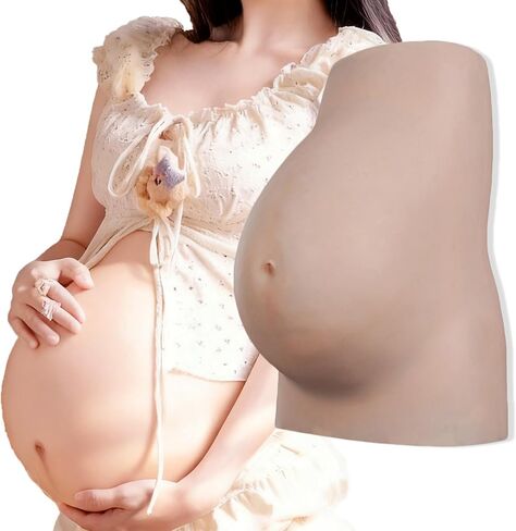 Oil-Free Silicone Pregnant Belly 6-9 Month, Great Makeup Fake Pregnant Belly Cotton Filling Inside Float-Point in Saudi Arabia