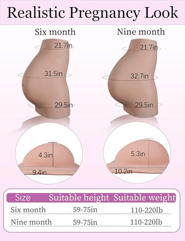 Oil-Free Silicone Pregnant Belly 6-9 Month, Great Makeup Fake Pregnant Belly Cotton Filling Inside Float-Point in Saudi Arabia
