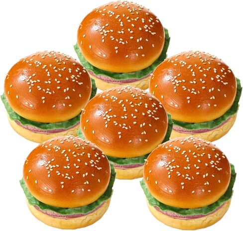 6 Pcs Artificial Hamburgers, Realistic Fake Food Model, 3.7 x 2.4 in, Vibrant & Lifelike Design, Versatile Photography Prop, Great for Display, Photography Prop in Saudi Arabia