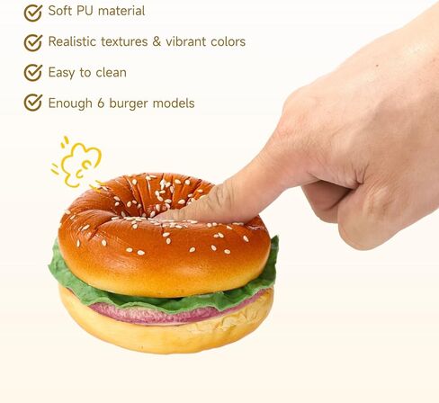 6 Pcs Artificial Hamburgers, Realistic Fake Food Model, 3.7 x 2.4 in, Vibrant & Lifelike Design, Versatile Photography Prop, Great for Display, Photography Prop in Saudi Arabia