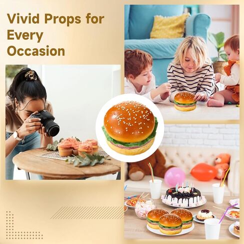 6 Pcs Artificial Hamburgers, Realistic Fake Food Model, 3.7 x 2.4 in, Vibrant & Lifelike Design, Versatile Photography Prop, Great for Display, Photography Prop in Saudi Arabia