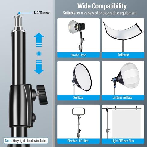 SIRUI 9.2 Feet Light Stand for Photography, Max Load 22lbs Heavy Duty Light Stands with Spring Cushioned, Lighting Tripod Stand for Reflector, Softboxes, Studio Light, Umbrella, Background (DJ280) in Saudi Arabia