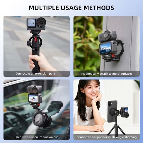 قاعدة حامل مغناطيسية BRDRC Action 6، محول سريع الإصدار من سبائك الألومنيوم لـ DJI Osmo Nano، لحامل طاولة تثبيت على سطح المكتب MagSafe iPhone مع ملحقات حامل ثلاثي القوائم بفتحة لولبية 360 درجة و1/4 بوصة in Saudi Arabia