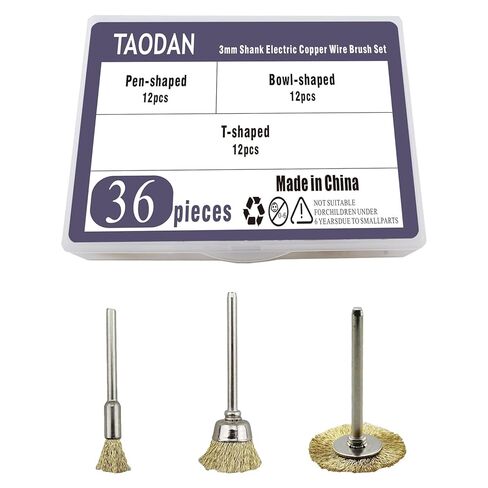 TAODAN 36 قطعة 3 مللي متر عرقوب فرشاة سلك نحاس كهربائي مجموعة ملحقات أداة دوارة لإزالة نتوءات الصدأ الغبار in Kuwait