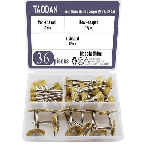 TAODAN 36 قطعة 3 مللي متر عرقوب فرشاة سلك نحاس كهربائي مجموعة ملحقات أداة دوارة لإزالة نتوءات الصدأ الغبار in Kuwait