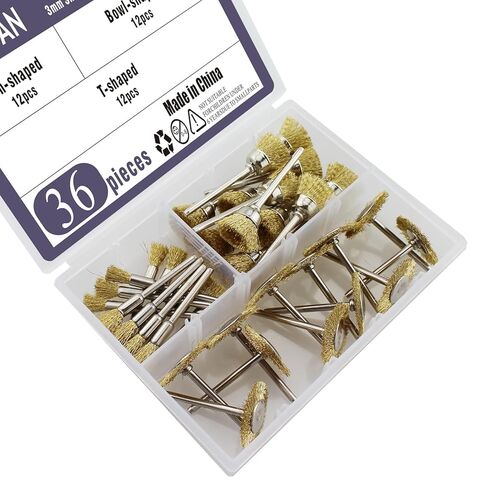 TAODAN 36 قطعة 3 مللي متر عرقوب فرشاة سلك نحاس كهربائي مجموعة ملحقات أداة دوارة لإزالة نتوءات الصدأ الغبار in Kuwait