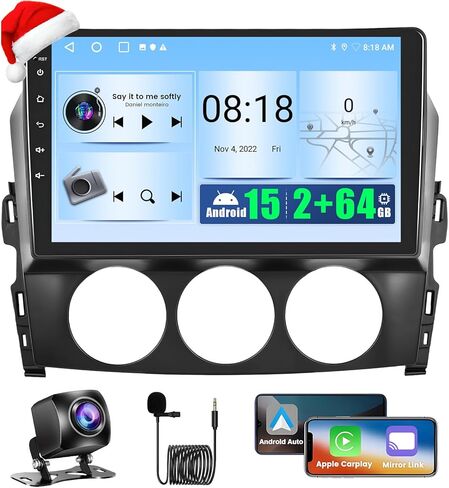 2+64GB Android 15 Car Radio لـ MAZDA MX-5 MIATA 2006-2015 مع CARPLAY Android Auto ، REALDIO 9 BACK TOUCH SCREEN in Kuwait