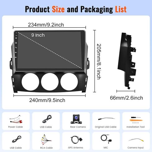 2+64GB Android 15 Car Radio لـ MAZDA MX-5 MIATA 2006-2015 مع CARPLAY Android Auto ، REALDIO 9 BACK TOUCH SCREEN in Kuwait