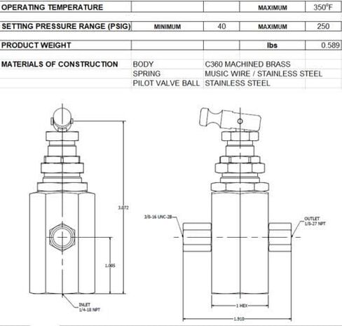 PILOT CROSS UNLOADER VALVE MOUNTING BOSS AIR COMPRESSOR, 1/4" FEMALE NPT FNPT (140-175 PSI) in Saudi Arabia