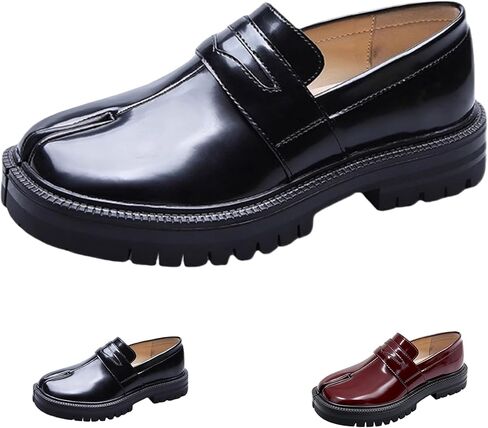 Women's Tabi Platform Loafers Split Toe Lug Sole Slip On Shoes Non-Slip Chunky Low Top Dress Shoes for Daily Office Street Wear in Kuwait