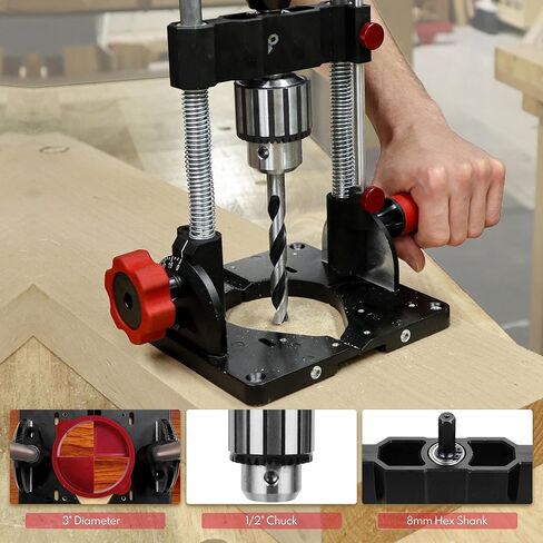 دليل الحفر المحمول ومحول ضغط الحفر، دليل زاوية قابل للتعديل من 0 إلى 60 درجة، هيكل عالي التحمل مع ظرف 1/2 بوصة للمثقاب اليدوي in Kuwait