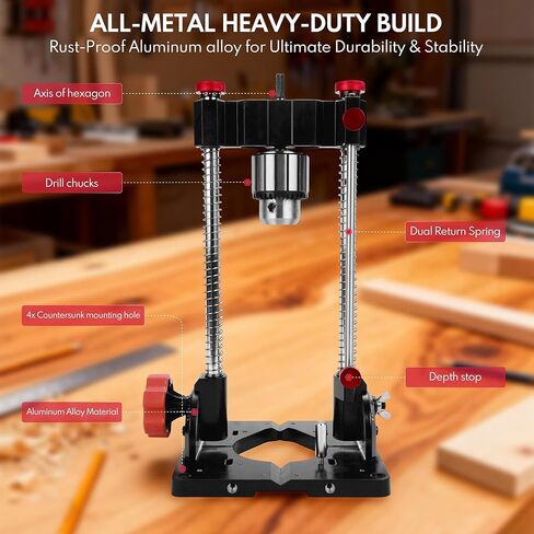 دليل الحفر المحمول ومحول ضغط الحفر، دليل زاوية قابل للتعديل من 0 إلى 60 درجة، هيكل عالي التحمل مع ظرف 1/2 بوصة للمثقاب اليدوي in Kuwait