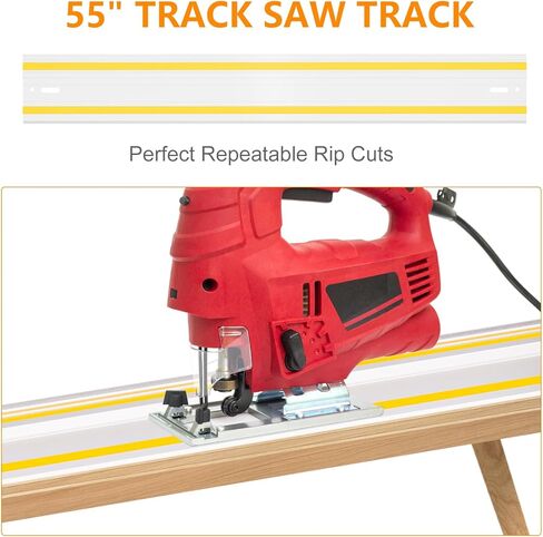 55" Track Saw Guide Rail for Festool and Makita | Includes 1PK 55" Guide Rail, 2PK Guide Rail Connectors | Suits for Track Saw and Woodworking Longer Cuts in Saudi Arabia