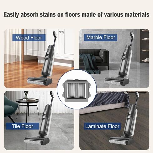 مرشحات مكنسة كهربائية بديلة متوافقة مع مكنسة كهربائية Tineco Floor S3 وS5 اللاسلكية الرطبة والجافة، مرشحات بديلة فعالة للأرضيات النظيفة، 4 عبوات من مرشحات المكنسة الكهربائية البديلة ([S3/S5]4 مرشحات) in Kuwait
