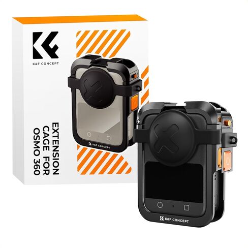 قفص كاميرا معدني مطور من K&F CONCEPT متوافق مع ملحقات DJI Osmo 360، حافظة واقية من الألومنيوم | مع غطاء عدسة سيليكون | إطار توسيع مع 2 حامل حذاء بارد | اتصال شحن مدمج in Kuwait