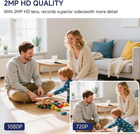 كاميرا مراقبة منزلية للفيديو باتجاهين في الداخل، كاميرا للحيوانات الأليفة بدقة 1080 بكسل، كاميرا فيديو للأطفال، شاشة للأطفال/كبار السن/المربية/الحيوانات الأليفة/الكلب مع تطبيق الهاتف، زاوية إمالة 360 درجة، رؤية ليلية in Kuwait