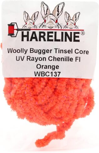 Hareline Wooly Bugger Tinsel Core UV Rayon Chenille #127 FL Chartreuse in Kuwait