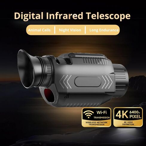 Yoidesu Night Vision Monocular، 4K 64MP Digital Infrared Monocular Telescope، 28X Digital Zoom HD تلسكوب عالي الطاقة للحياة البرية ومشاهدة الطيور أثناء السفر والتخييم in Kuwait