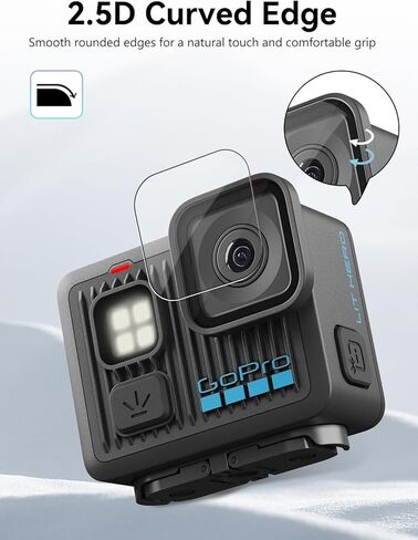 واقي شاشة لـ GoPro LIT HERO - طبقة من الزجاج المقوى للعرض، صلابة 9H، مضاد للخدش، وضوح عالي الدقة، خالي من الفقاعات، مقاوم لبصمات الأصابع in Kuwait
