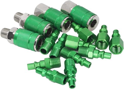ARO Aluminum Air Coupler Quick Connector 1/4in NPT Green Anodized 300 PSI 4 Couplers 10 Plugs for Air Hoses in Saudi Arabia