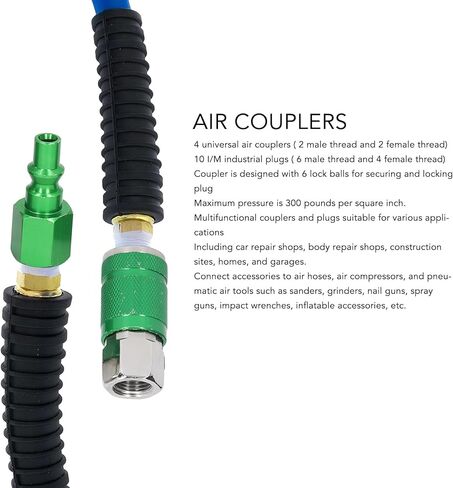 ARO Aluminum Air Coupler Quick Connector 1/4in NPT Green Anodized 300 PSI 4 Couplers 10 Plugs for Air Hoses in Saudi Arabia