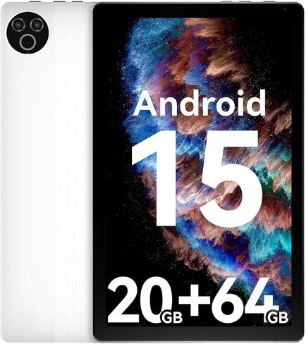 Tablet 10 Inch Android 15 OS GMS Certified Tablets PC 1.8 GHz 5-Core 20 (3+17) GB RAM 64 GB ROM 1 TB Expandable 1280x800 HD IPS Touch Screen 5000 mAh WiFi 6 Bluetooth 5.4 Dual Camera 2025 (Black) in Kuwait