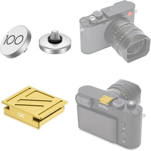 JJC Camera Shutter Button with Hot Shoe Cover Cap (Gold) for Leica Q3 Q3 43 Q2 Digital Cameras in Saudi Arabia