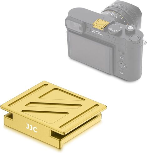 JJC Camera Shutter Button with Hot Shoe Cover Cap (Gold) for Leica Q3 Q3 43 Q2 Digital Cameras in Saudi Arabia