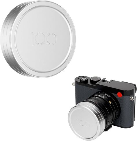 زر مصراع الكاميرا JJC مع غطاء عدسة معدني (فضي) لكاميرات Leica Q3 Q3 43 Q2 Q Q-P الرقمية مع بصمة "100" للذكرى السنوية المائة لـ Leica in Saudi Arabia