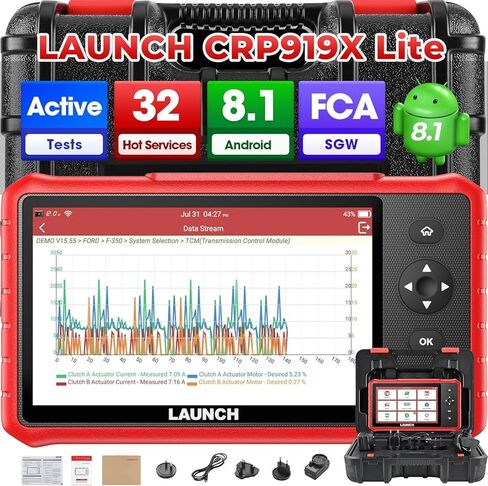 LAUNCH CRP919X Lite Bidirectional Scan Tool, 2025 New FCA SGW AutoAuth, 32 Reset Services, All System Diagnostic Scanner, Injector Coding, Auto VIN OBD2 Scanner Diagnostic Tool with 2-Year Updates in Saudi Arabia