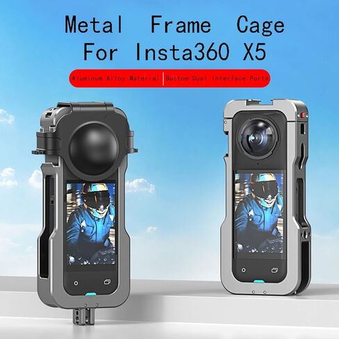 Metal Cage for Insta360 X5, Case for Insta 360 Accessories, Aluminum Alloy Camera Cage for Insta360x5 with Quick Release Safety Lock, Frame with Silicone Lens Cover Guard Cap in Saudi Arabia