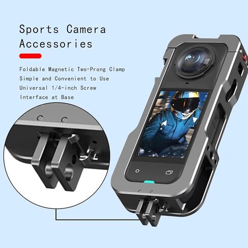 Metal Cage for Insta360 X5, Case for Insta 360 Accessories, Aluminum Alloy Camera Cage for Insta360x5 with Quick Release Safety Lock, Frame with Silicone Lens Cover Guard Cap in Saudi Arabia