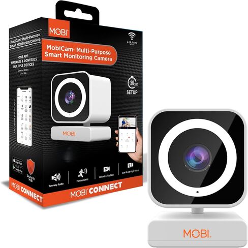 MobiCam MP 1080p Wi-Fi Smart Home Security for Baby Monitor, Dog Camera w/Motion Detection, 2-Way Audio Camera with Color Night Vision, Built-in Spotlight, Motion Detection,White 30 Seconds Setup in Saudi Arabia