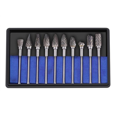 10pcs Tungsten Carbide Steel Rotary Files Burr Set 3mm Shank 6mm Cutting Head Diameter (Single temperature) in Saudi Arabia