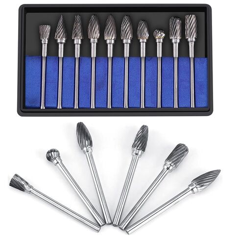 10pcs Tungsten Carbide Steel Rotary Files Burr Set 3mm Shank 6mm Cutting Head Diameter (Single temperature) in Saudi Arabia