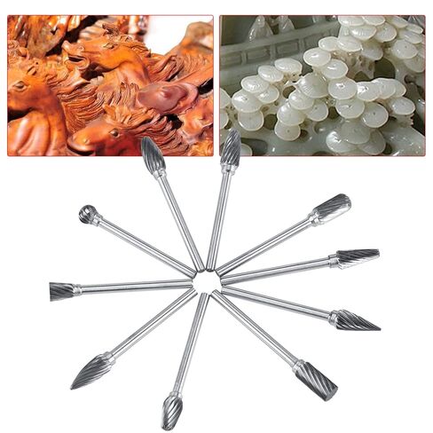 10pcs Tungsten Carbide Steel Rotary Files Burr Set 3mm Shank 6mm Cutting Head Diameter (Single temperature) in Saudi Arabia